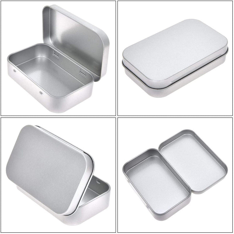 6Pcs Metal Hinged Tin Box Container