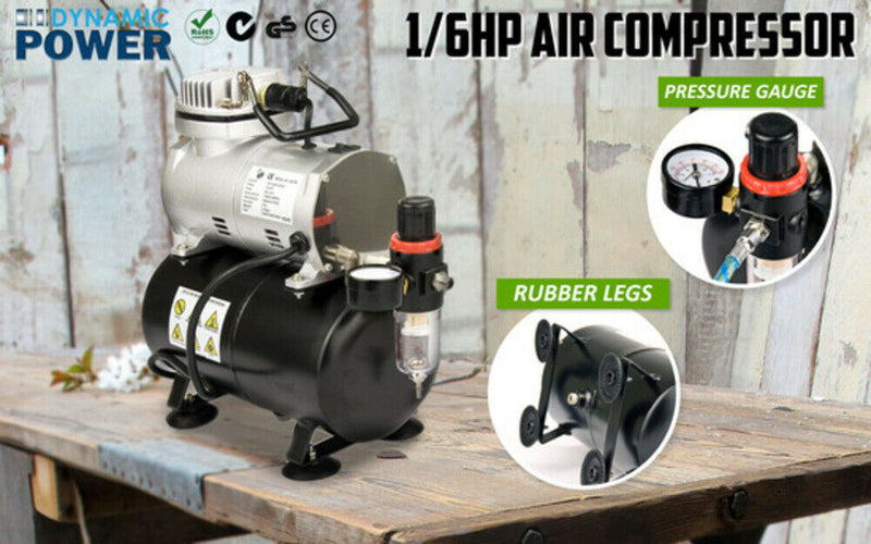 1/6HP Air Compressor with Tank for Air Brush Spray Gun Nail Art Make Up Tattoo