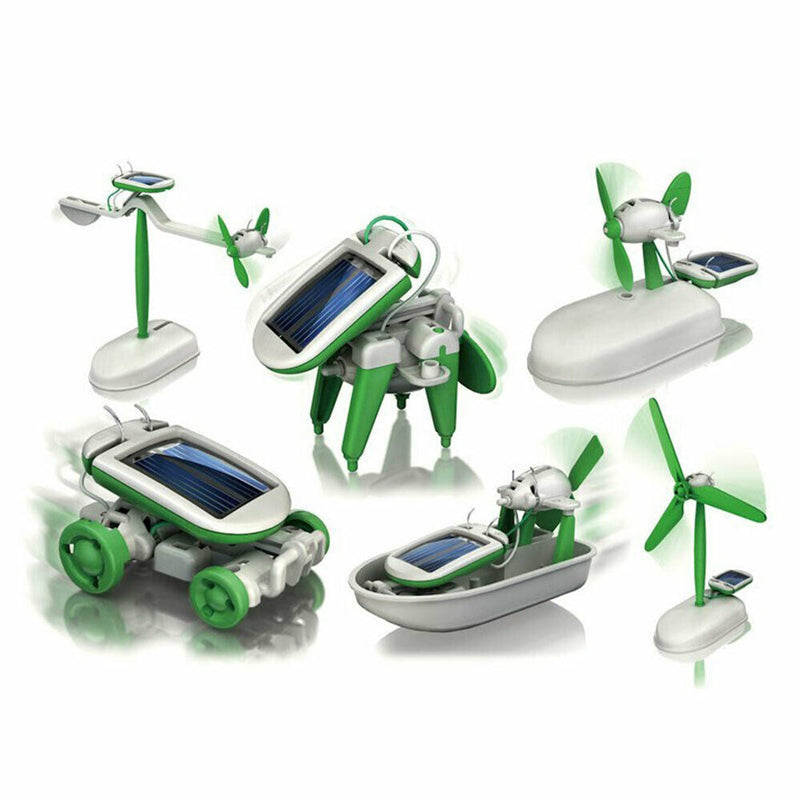 6 in 1 DIY Educational Toy Car Fan Toys Solar Powered 3D Model Boat Robot Kit