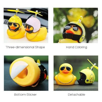 Wind Propeller Helmet Small Yellow Duck Wind & Wave breaking Car Dashboard Decor