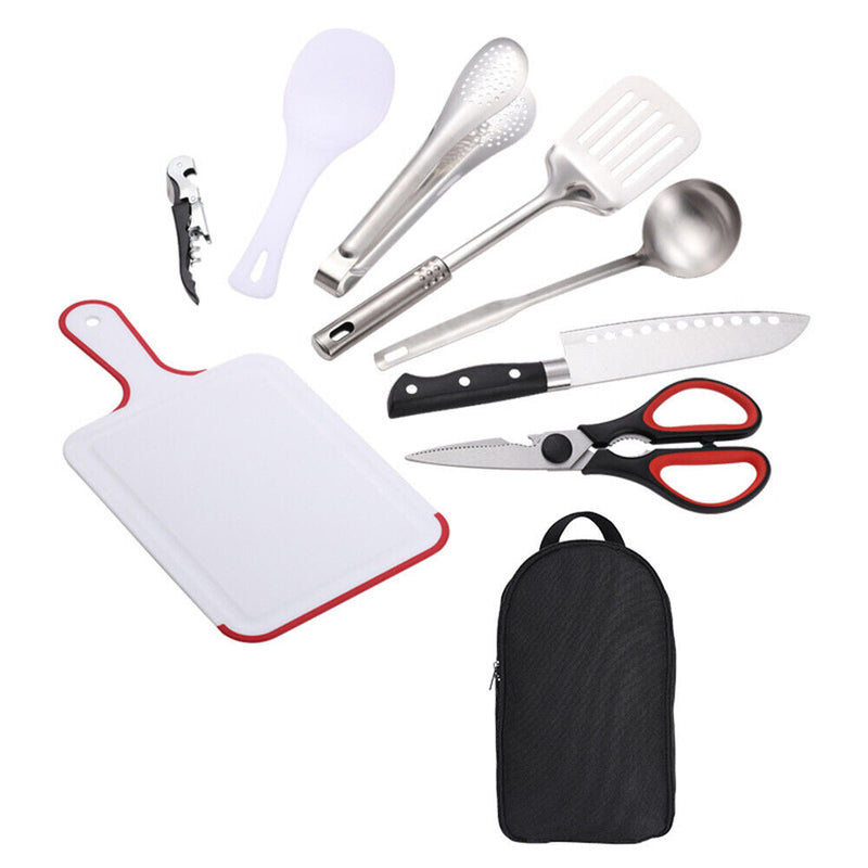 9Pcs/set Camping Utensils Set Outdoor Cooking BBQ