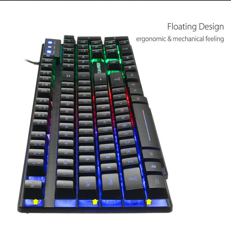 Rainbow T6 Gaming USB Keyboard and Mouse Set for PC