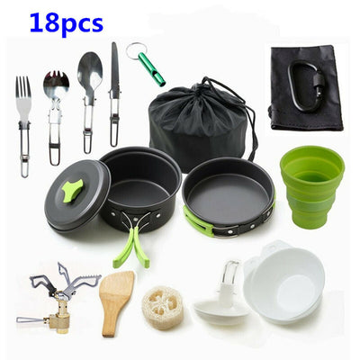 18Pcs Camping Cookware Set Outdoor Hiking Cooking