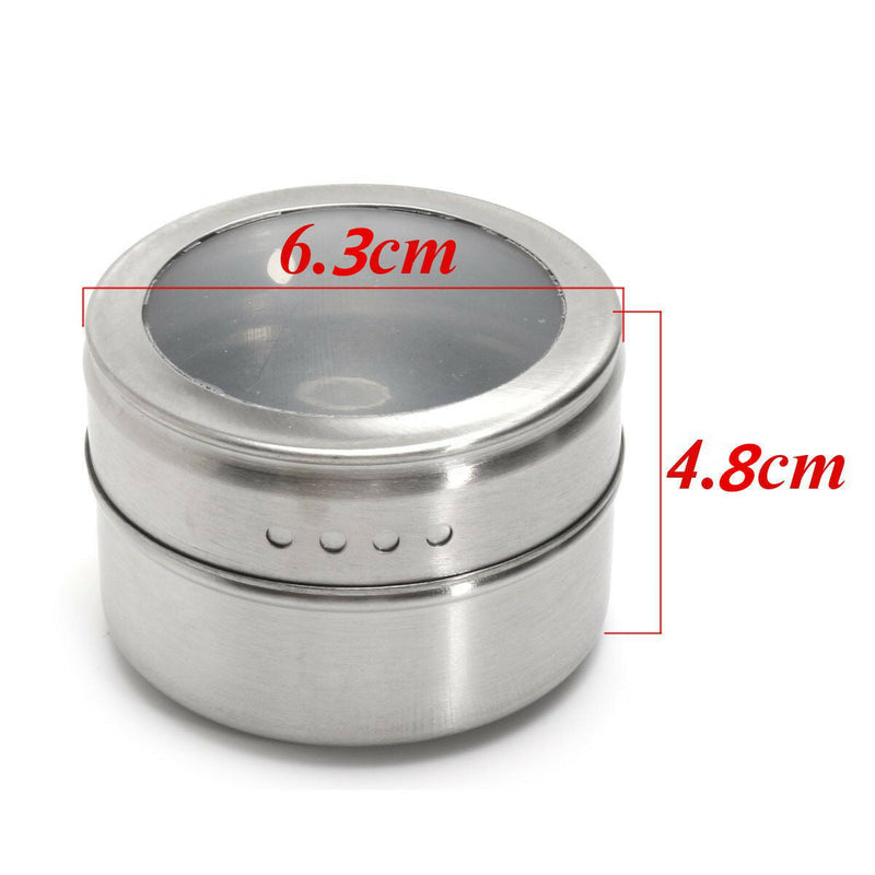 12pcs Magnetic Spice Container Tins Set Stainless Steel Jars