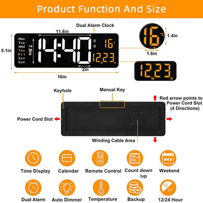 Digital Large Big Jumbo LED Wall Desk Clock