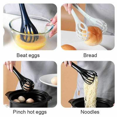 Multifunctional Kitchen Egg Beater For Cooking Round Handle Durable Food Tongs