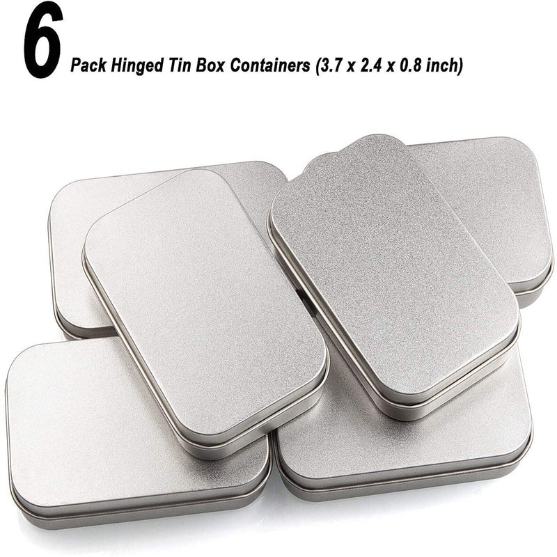 6Pcs Metal Hinged Tin Box Container