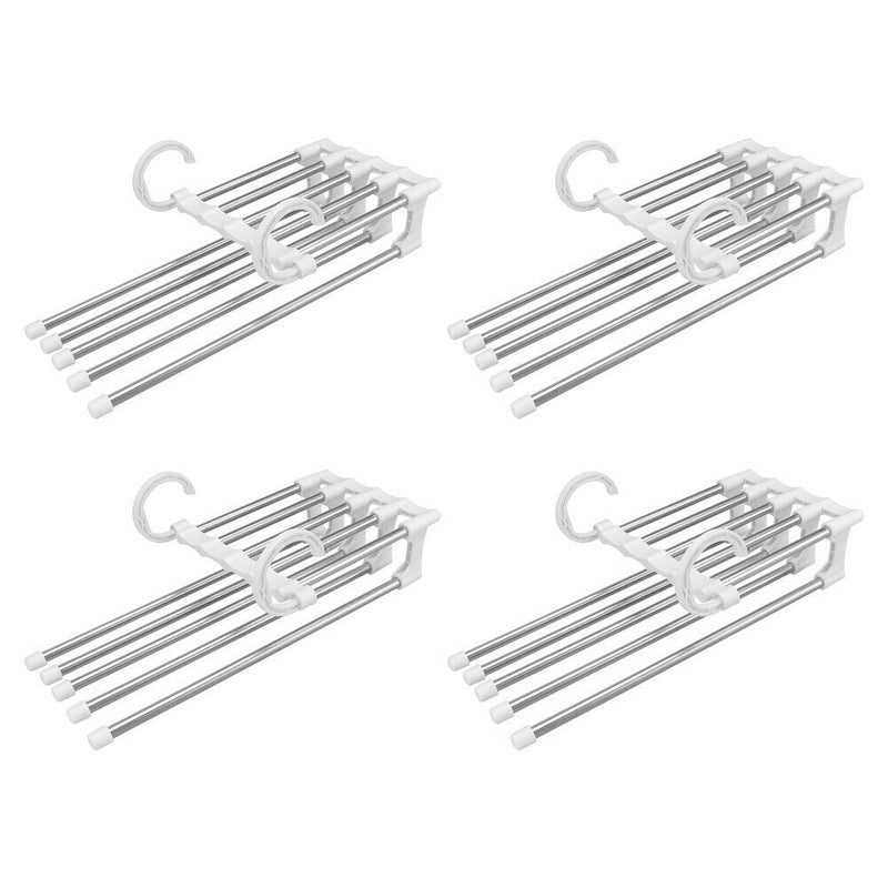 4PCS 5 in 1 Multi-functional Pants rack Stainless-Steel Wardrobe Magic Hanger