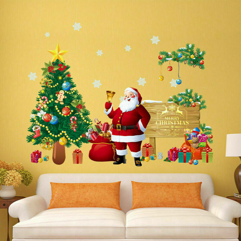 Christmas Santa Tree Wall Stickers Art Decals Xmas Home