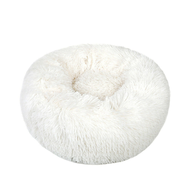 Donut Plush Pet Dog Cat Bed Fluffy Soft Warm Calming Bed