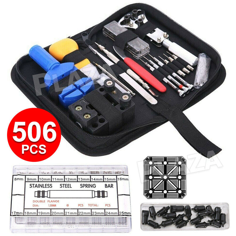 506pcs Watch Repair Kit Back Case Opener Watchmaker Remover Tool Spring Pin Bars