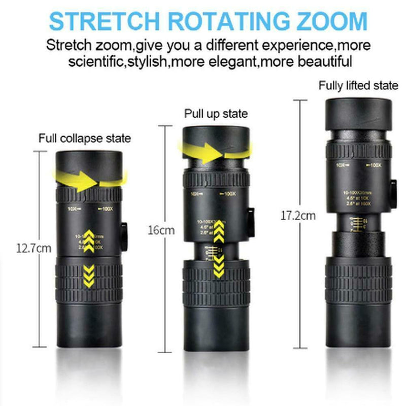 4K 10-300X40mm Super Telephoto Zoom Monocular Telescope Portable With Tripod