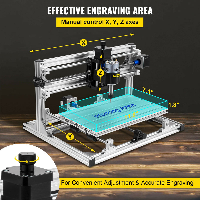 3 Axis CNC Router Kit 3018 Engraver 2020 Aluminium Profiles USB Port Milling