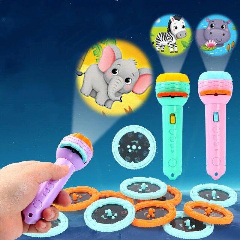 Baby Sleeping Story Book Flashlight Projector Torch Lamp Toy Early Education