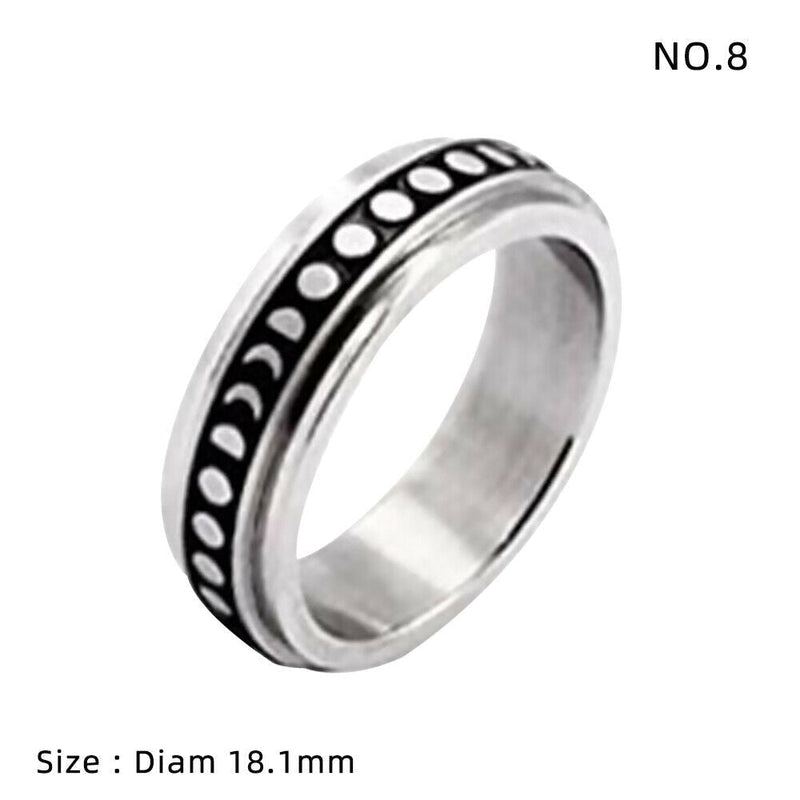 Stainless Steel Moon and Star Anxiety Spinner Ring