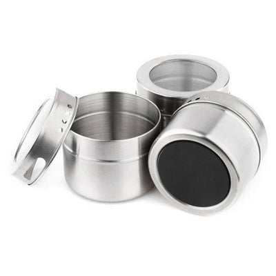 12pcs Magnetic Spice Container Tins Set Stainless Steel Jars