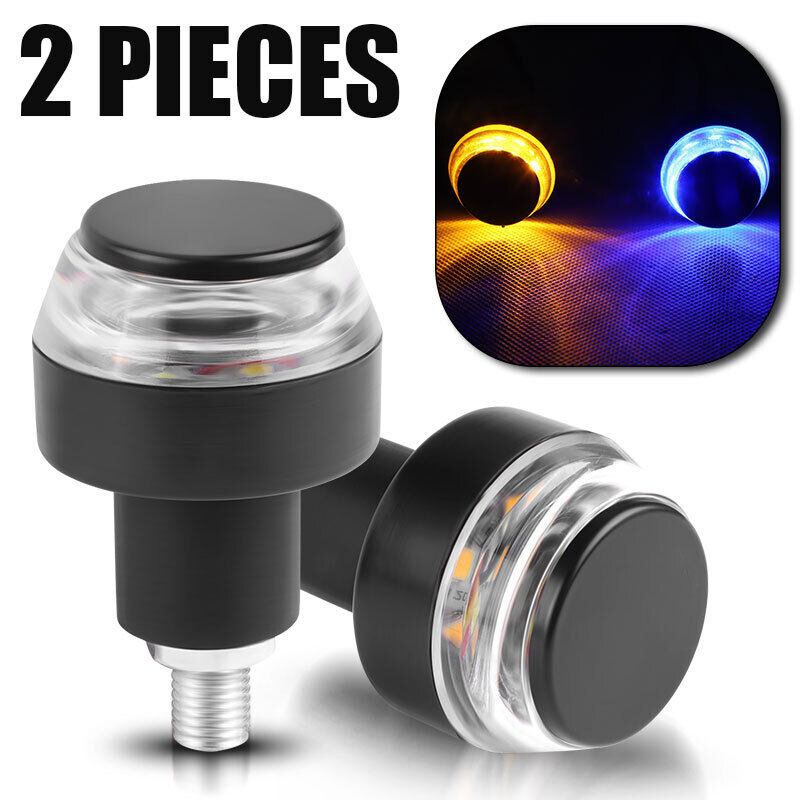 2x Motorcycle Bike LED Turn Signal Lamp Indicator Handle Bar End Handlebar Light