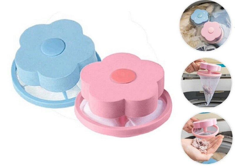 2 Pcs Floating Washing Ball Laundry Balls Laundry Washing Net Bag Debris Filter Pink Blue Washing Machine Cleaning Hair Filter