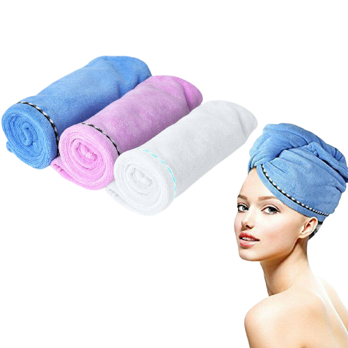 3PCS Rapid Fast Drying Hair Absorbent Towel Turban Wrap Soft Shower Bath Cap Hat