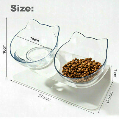 Double Elevated Cat Dog Pet Bowl Feeder