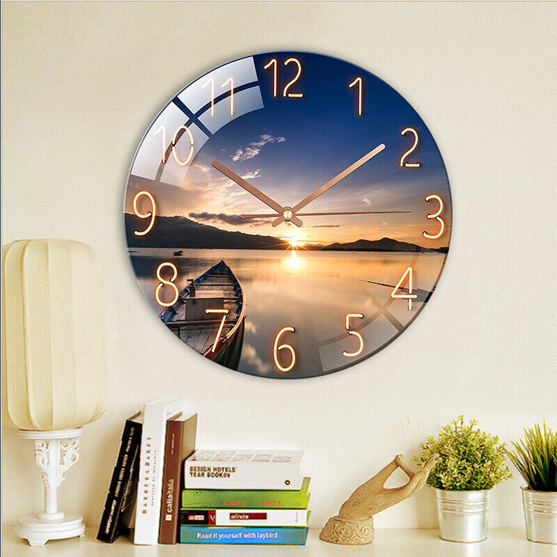 AU 12"Round Wall Clock Silent Non Ticking- Family Home Decor