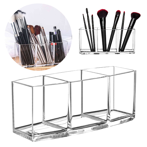 3 Slot Makeup Brush Holder Organizer