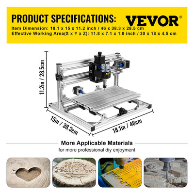 3 Axis CNC Router Kit 3018 Engraver 2020 Aluminium Profiles USB Port Milling