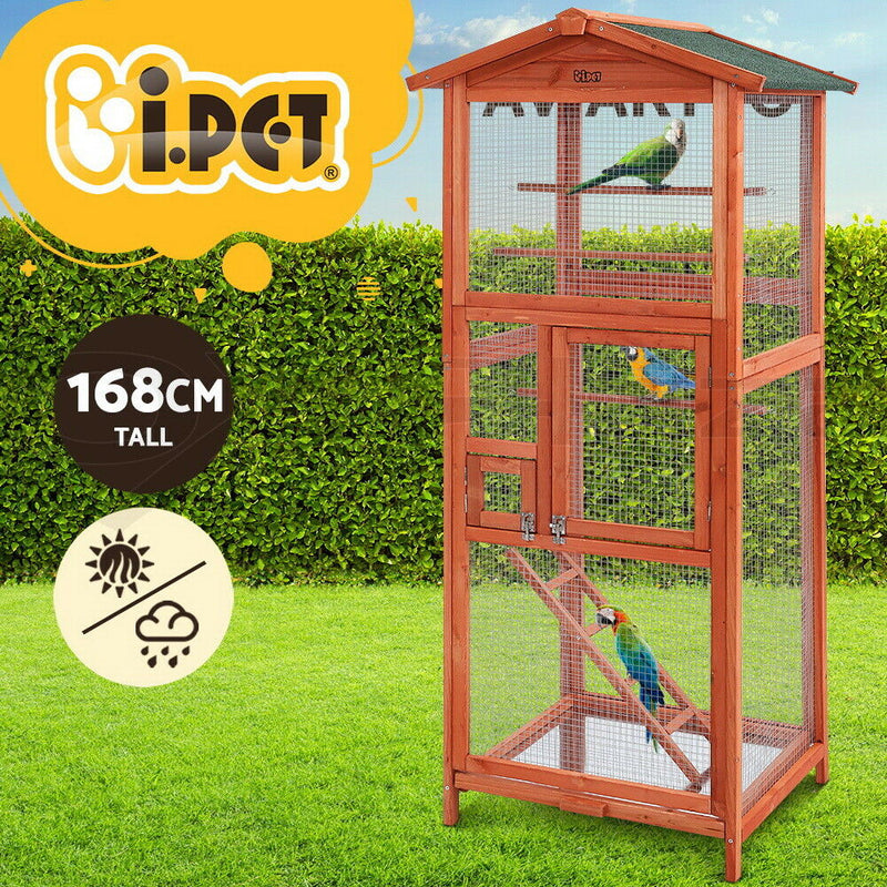 Bird Cage Wooden Pet Cages Aviary Large Carrier Travel Canary Parrot XL