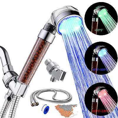 Shower Head LED Anion Shower SPA Shower Head Pressurized Water - Saving Temperature Control Colorful Handheld Big Rain Shower