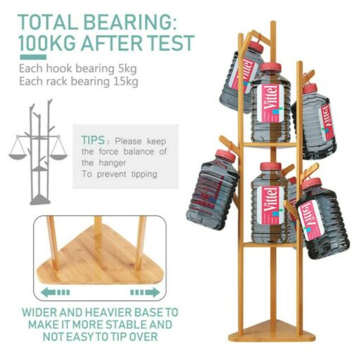 Clothes Garment Coat Rack Stand Wooden Tree Hanger Bag Hat Hook Holder Shelf