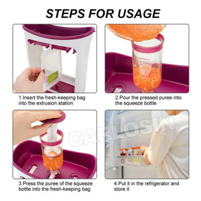 Infant Baby Feeding Food Squeeze Station Toddler Fruit Maker Dispenser Station