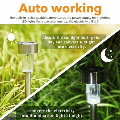 Stainless Steel Solar Lights Garden Outdoor LED Landscape Lamp Fr Path Lawn Yard