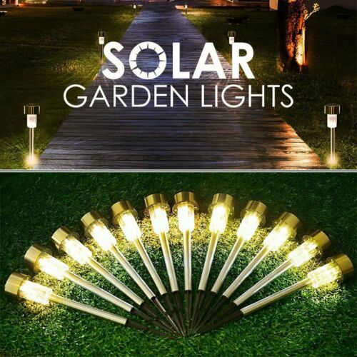 Stainless Steel Solar Lights Garden Outdoor LED Landscape Lamp Fr Path Lawn Yard