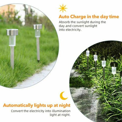 Stainless Steel Solar Lights Garden Outdoor LED Landscape Lamp Fr Path Lawn Yard