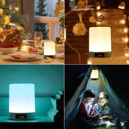 LED USB Bluetooth Music Speaker Touch Bedside Night Light Desk Lamp Alarm Clock