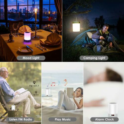 LED USB Bluetooth Music Speaker Touch Bedside Night Light Desk Lamp Alarm Clock