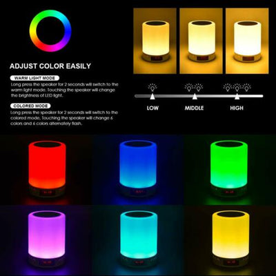 LED USB Bluetooth Music Speaker Touch Bedside Night Light Desk Lamp Alarm Clock