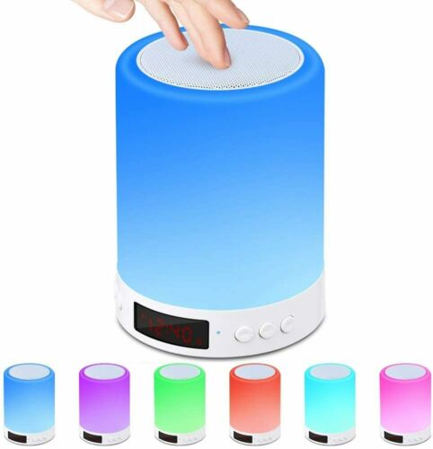 LED USB Bluetooth Music Speaker Touch Bedside Night Light Desk Lamp Alarm Clock