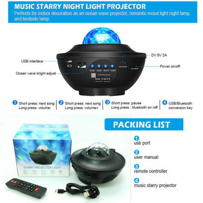 LED Galaxy Starry Night Light Projector Ocean Star Sky Party Baby Kids Room AU