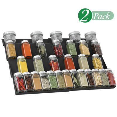 2Pcs Expandable Spice Rack Drawer Organiser Herbs and Spice Storage for Kitchen