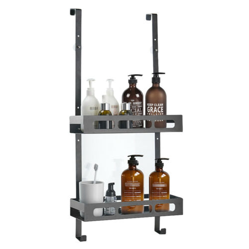 2 Tiers Bathroom Shower Caddy Hanging Shelf Bath Storage Holder Rack Organizer