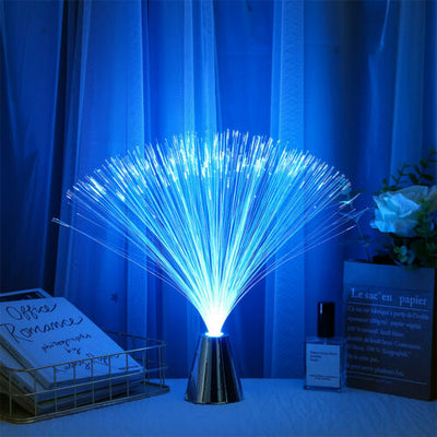 Colour Changing LED Fibre Optic Lamp Crystal Fountain Night Light Home Decor AU