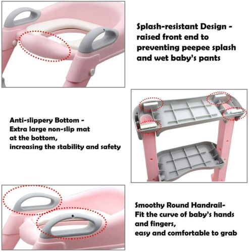 Potty Training Toilet with Soft Seat & Step Ladder – Adjustable Toddler Toilet Trainer
