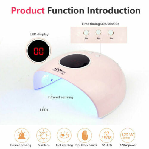 120W UV Nail Lamp LED Light Professional Polish Dryer Builder Gel Curing Device