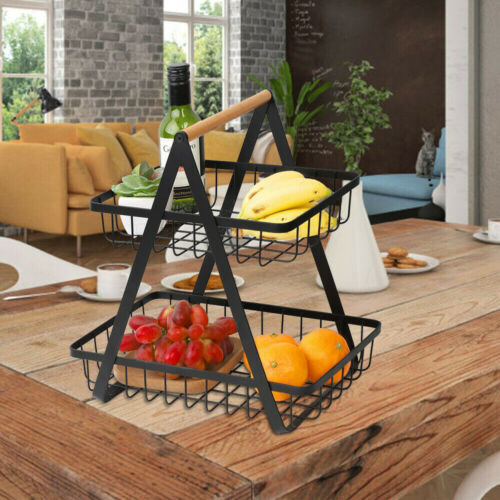 2-Tier Fruit Vegetable Basket Fruit Bowl Holder