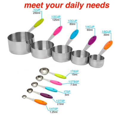 Measuring spoons cups 10PCS stainless steel