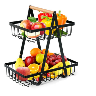 2-Tier Fruit Vegetable Basket Fruit Bowl Holder