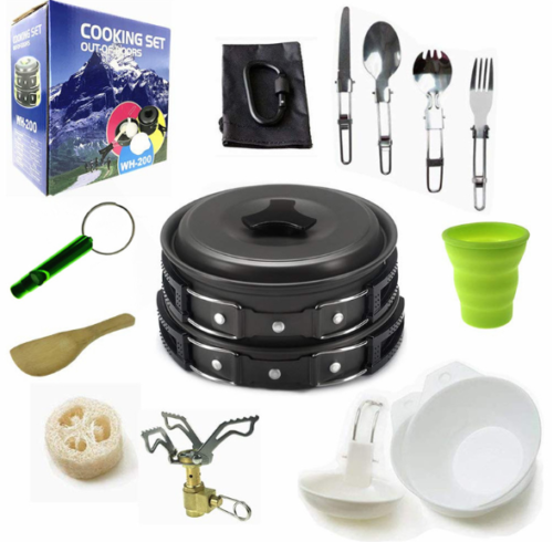 18Pcs Camping Cookware Set Outdoor Hiking Cooking