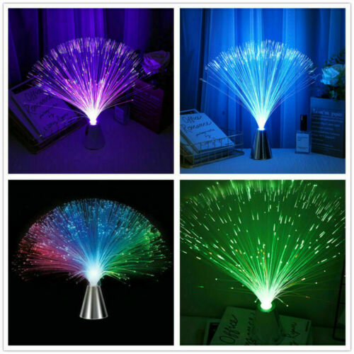 Colour Changing LED Fibre Optic Lamp Crystal Fountain Night Light Home Decor AU