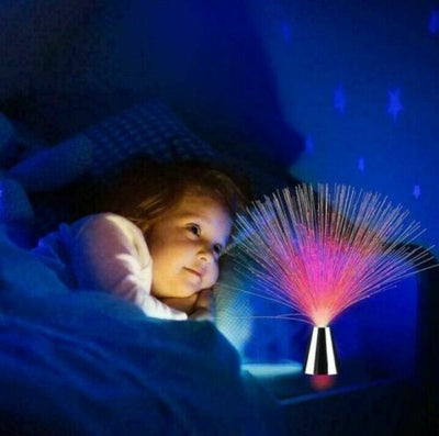 Colour Changing LED Fibre Optic Lamp Crystal Fountain Night Light Home Decor AU